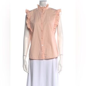 Baum und Pferdgarten Mock Neck Sleeveless Button-Up Top In Light Pink Size 40/L
